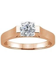 0.50 Ct Round H/I I1 Diamond Rose Gold Plated Sterling Silver Solitaire Ring