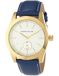 Kenneth Jay Lane Womens KJLANE-2311S-03C  White Textured Dial Blue Leather Watch