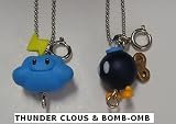 Nintendo Super Mario Kart Figure Tiny Mini Keychain Bomb-omb & Thunder Cloud SET