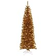 12' Pre-Lit Antique Gold Artificial Pencil Tinsel Christmas Tree - Clear Lights
