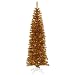9' Pre-Lit Antique Gold Artificial Pencil Tinsel Christmas Tree - Clear Lights