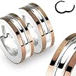 316L Stainless Steel Two Tone "Hinged Snap" Huggie Earrings with Coffe IP Edges - 14mm Length, 4mm Width - Sold as a Pair