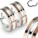 316L Stainless Steel Two Tone "Hinged Snap" Huggie Earrings with Coffe IP Edges - 14mm Length, 4mm Width - Sold as a Pair