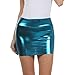 Sakkas 6924 Women's Shiny Metallic Liquid Mini Skirt - Turquoise - X-Large