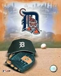 Detroit Tigers MLB 8x10 Photograph Team Logo and Baseball Cap Collage