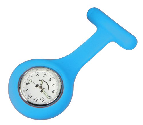 Produkt-Bild: Schwesternuhr Typ 2 Silikon Blau/Hellblau Smiley mit Nadel 1 St&uuml;ck Kitteluhr Krankeschwesteruhr Herrenuhr Damenuhr Original Tiga-Med Qualit&auml;t