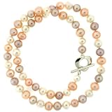 Pearl Freshwater Cultured Pink Tones Necklace Strand 7.5-8mm 18 Heart Clasp Bucasi