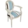 123 Creations C729CWAC Stripes in Blue Needlepoint Armchair in White Wash - 100 Percent Wool