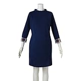 (ニッセン) nissen 【 マタニティ 授乳服 産前 産後 】 チェック袖使い リブニット風 コクーン ワンピース 授乳機能付き 紺 マタニティLL