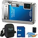 Olympus Stylus Tough 8010 Waterproof Shockproof Blue Digital Camera 14MP, 28mm 5X Optical Zoom, 2.7" LCD Screen, 2GB Internal Memory, Waterproof, Shockproof, Tap Control, HD Video, and More. Kit Includes 4 GB Memory, Carrying Case, and Lens Cleaning Kit.