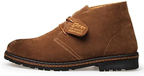 SITYLE Men's Leather Casual Boots Lace Up Ankle Boots Suede Leather Oxford Shoes,US 9.5,Brown