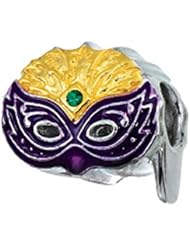 Zable (tm) Sterling Silver Mardis Gras Mask Pandora Compatible Bead / Charm