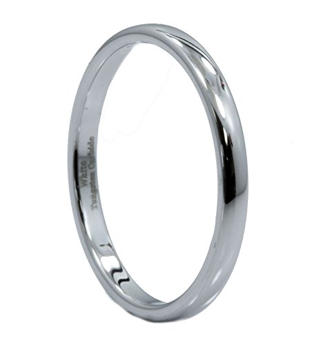 2MM White Tungsten Carbide Polished Classic Wedding Ring Band Size 6