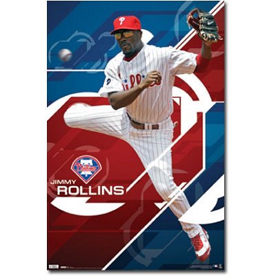 Professionally Framed Philadelphia Phillies (Jimmy Rollins in Action) Sports Poster Print - 22x34 with RichAndFramous Black Wood Frame
