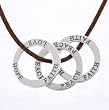Round LOVE HOPE FAITH, PEACE, and FAITH Affirmation Pendants in Sterling Silver on Brown Satin Cord, 15" - 17" in Length, #8953