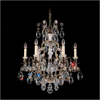 Schonbek 3770-47SH Renaissance 6 Light Single Tier Chandelier in Antique Pewter with Swarovski Strass Silver Shade crystal
