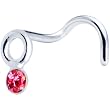 Sterling Silver Circle Pink Nose Ring Made with SWAROVSKI ELEMENTS