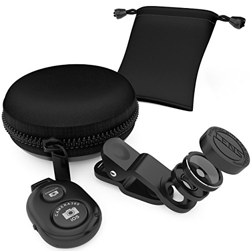 Mega Wide Angle iPhone Camera Lens Kit - Universal - Lightweight and Durable - Fits iPhone, iPad, and other Mobile Devices - Features Mega Wide Angle Lens and Macro Lens - Enhances Smartphone Photography - BONUS: FREE Protective Zipper Pouch Carrying