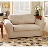 Stretch Suede 2-pc. Loveseat Slipcover  Oatmeal