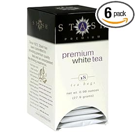 Stash Premium Tea, Organic Premium White, Tea Bags, 18-Count Boxes (Pack of 6)