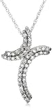 10k White Gold Diamond Cross Pendant