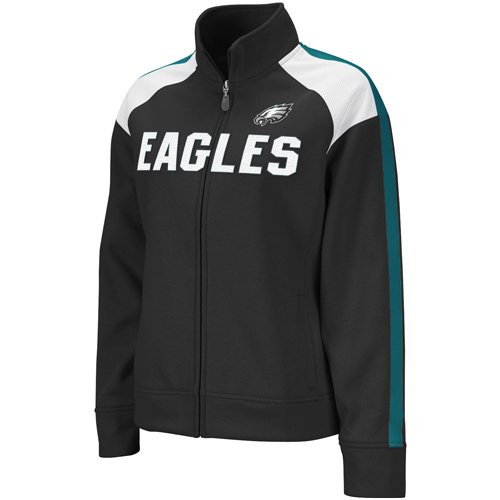 Reebok Philadelphia Eagles Ladies Black Bonded Full Zip Track Jacket (Small)