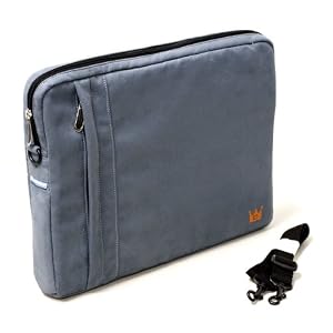 Apple MacBook Air 13.3-inch Laptop CaseCrown Faux Suede Protective Sleeve with Shoulder Strap and Pocket – Blue Grey