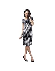 Belted Knee Length Short Sleeves Polka Dot Print  Dress