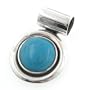Classic Sterling Silver Round Blue Turquoise Inlay Slide Pendant