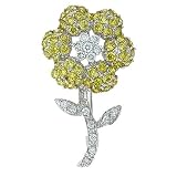 CZ Yellow Canary Diamond Sterling Silver Flower Pin