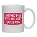SHE WHO DIES WITH THE MOST QUILTS WINS Mug for Coffee / Hot Beverage (choice of sizes and colors)