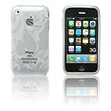 für iPhone 3G & S: Transparente SEIDIO Silikonhülle/Tasche Blumendekor