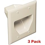 Datacomm 450002LA-3 2 Gang Recessed Low Voltage Cable Plate, 3 Pack