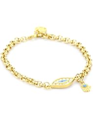 Blee Inara Turquoise-Color Enamel and Swarovski Eye and Hamsa Chain Bracelet