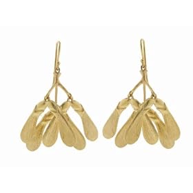 Maple Seed Earrings in 10 Karat Gold by Annette Ferdinandsen