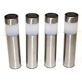4-pack , Garden Solar Bollard Light with White LED -Stainless Steel
