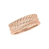 14K Pink Gold ''Rope Design'' Stackable Band