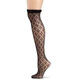 Jessica Simpson Women's Pointelle Sock With Ruffle Over The Knee, Jet Black, One Size