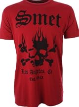 Smet by Christian Audigier Mens T-Shirt Flaming Skull Red