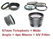 Ultimate 67mm Lens Kit - Telephoto, Wide Angle, 4pc Macro & UV Filter for ANY 67mm Lens Cameras!