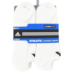 adidas Men's 6-Pack No Show Sock, White/Black, Size 6-12adidas Men's No Show Athletic Sock, 6-Pack