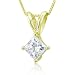 14k Yellow Gold Princess Cut Solitaire Diamond Pendant Necklace (HI, I1-I2, 0.50 carat)