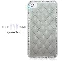 iPhone 4S / 4 Novoskins Coco Novo Quilted Luxe Crystal Frame Hard Case in White Cream/ Weiß Creme Quilted PU Leather on White/ Weiß Chrome Case