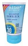 Alba Botanica SunBlock, Mineral protection, Kids SPF 30, 4-Ounce Tube, (Pack of 2)