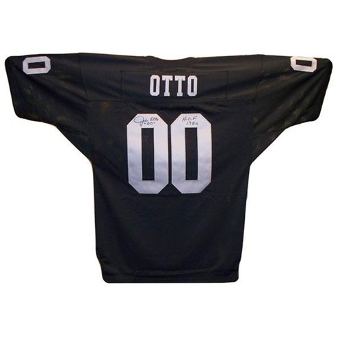 Jim Otto Autographed/Hand Signed Jersey Authentic Oakland Raiders Black with ''00'' & ''HOF 1980