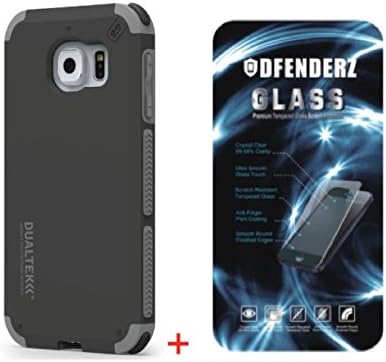 PureGear DualTek Extreme Shock Case for Samsung Galaxy S6 + Transparent Tempered Glass Screen Protector (Matte Black Case + Tempered Glass)