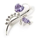 Lavender CZ Crystal Floral Brooch