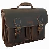 Produkt-Bild: Leder Aktentasche Thielemann ranger dunkelbraun hochwertig. GRATIS Schulterpolster und Lederpflege. Sie sparen 20 Euro.