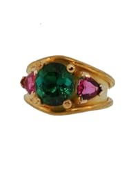 4.21 Ct Namibian Tourmaline & Rubellite Hand Made 18k & 22k Ring