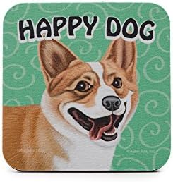 Retro Pets Happy Dog Foam Rubber Coaster 4 x 4 Inches (RP114)